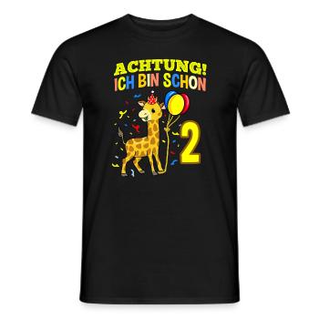 Achtung Ich Bin Schon 2 Geburtstag Giraffe - Männer T-Shirt - Schwarz - Vorne - AI Model Male 178 light (178cm)