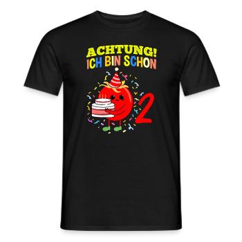 Achtung Ich Bin Schon 2 Geburtstag Tomate - Männer T-Shirt - Schwarz - Vorne - AI Model Male 178 light (178cm)