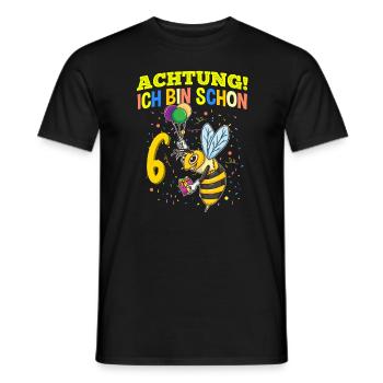 Achtung Ich Bin Schon 6 Tier Geburtstag Wespe - Männer T-Shirt - Schwarz - Vorne - AI Model Male 178 light (178cm)