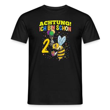 Achtung Ich Bin Schon 2 Tier Geburtstag Wespe - Männer T-Shirt - Schwarz - Vorne - AI Model Male 178 light (178cm)