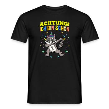 Achtung Ich Bin Schon 2 Geburtstag Waschbär - Männer T-Shirt - Schwarz - Vorne - AI Model Male 178 light (178cm)