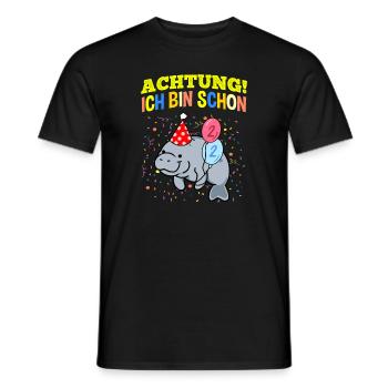 Achtung Ich Bin Schon 2 Geburtstag Manatee - Männer T-Shirt - Schwarz - Vorne - AI Model Male 178 light (178cm)