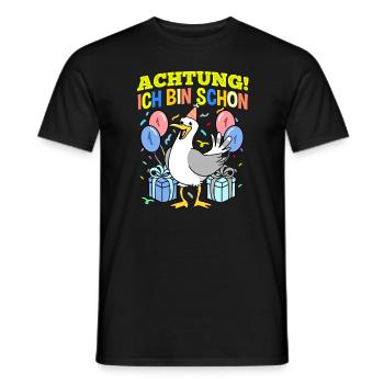 Achtung Ich Bin Schon 1 Geburtstag Möwe - Männer T-Shirt - Schwarz - Vorne - AI Model Male 178 light (178cm)