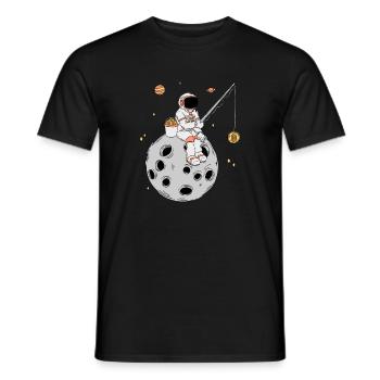 Astronaut Fishing Bitcoin Stock Market Trader - Men's T-Shirt - black - Front - AI Model Male 178 light (178cm)