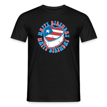 Joyeux gâteau d’anniversaire Porto Rico Anniversaire - T-shirt homme - noir - Devant - AI Model Male 178 light (178cm)