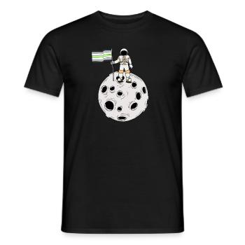 Agender astronaut on the moon Agender flag - Men's T-Shirt - black - Front - AI Model Male 178 light (178cm)