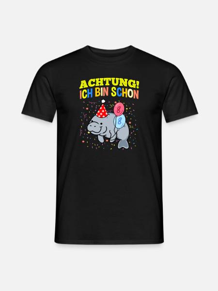 Achtung Ich Bin Schon 8 Geburtstag Manatee - Männer T-Shirt - Schwarz
