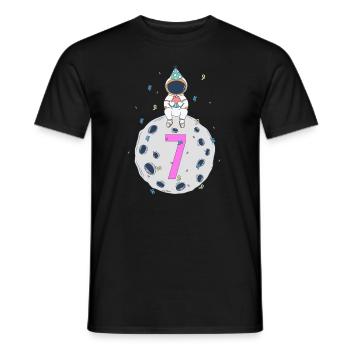 Fête d’anniversaire de l’espace du 7ème anniversaire - T-shirt homme - noir - Devant - AI Model Male 178 light (178cm)