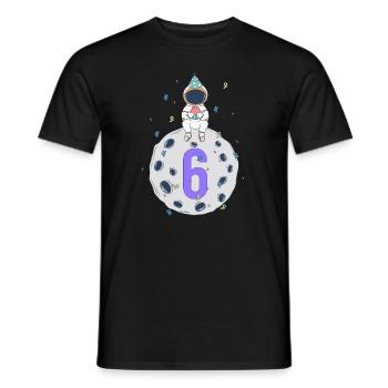 6. Geburtstag Weltraum Geburtstagsparty - Männer T-Shirt - Schwarz - Vorne - AI Model Male 178 light (178cm)