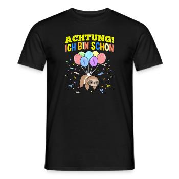Achtung Ich Bin Schon 1 Geburtstag Faultier - Männer T-Shirt - Schwarz - Vorne - AI Model Male 178 light (178cm)