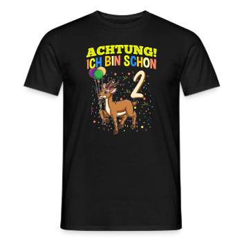 Achtung Ich Bin Schon 2 Geburtstag Gazelle - Männer T-Shirt - Schwarz - Vorne - AI Model Male 178 light (178cm)