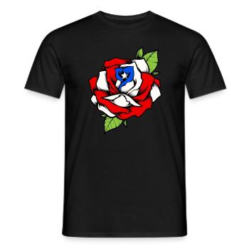 Porto Rico Fleur Rose Drapeau Portoricain - T-shirt homme - noir - Devant - AI Model Male 178 light (178cm)
