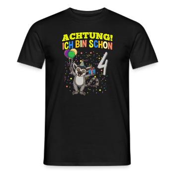 Achtung Ich Bin Schon 4 Tier Geburtstag Lemur Affe - Männer T-Shirt - Schwarz - Vorne - AI Model Male 178 light (178cm)