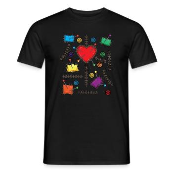 Costume de poupée vaudou Halloween - T-shirt homme - noir - Devant - AI Model Male 178 light (178cm)