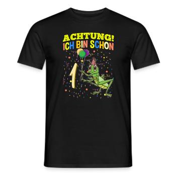 Achtung Ich Bin Schon 1 Tier Geburtstag Grashüpfer - Männer T-Shirt - Schwarz - Vorne - AI Model Male 178 light (178cm)