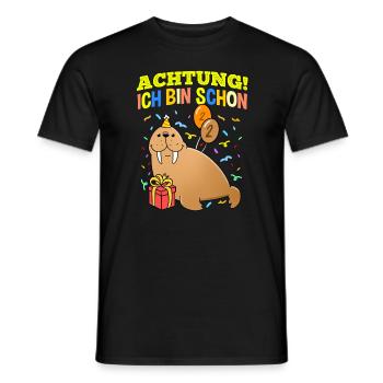 Achtung Ich Bin Schon 2 Geburtstag Walross - Männer T-Shirt - Schwarz - Vorne - AI Model Male 178 light (178cm)