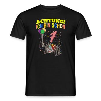 Achtung Ich Bin Schon 7 Tier Geburtstag Spinne - Männer T-Shirt - Schwarz - Vorne - AI Model Male 178 light (178cm)