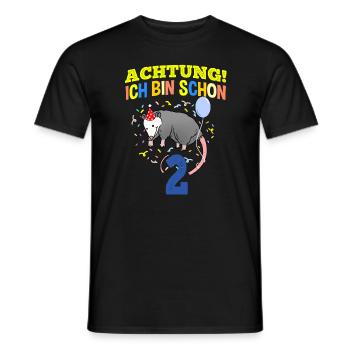 Achtung Ich Bin Schon 2 Geburtstag Opossum - Männer T-Shirt - Schwarz - Vorne - AI Model Male 178 light (178cm)