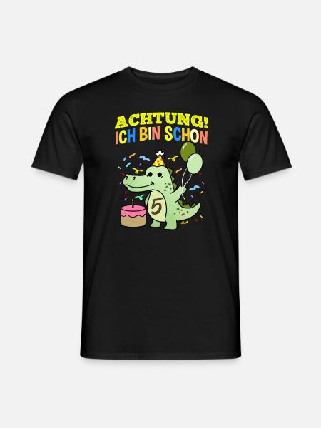 Achtung Ich Bin Schon 5 Geburtstag Allligator - Männer T-Shirt - Schwarz
