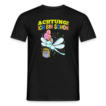 Achtung Ich Bin Schon 2 Geburtstag Libelle - Männer T-Shirt - Schwarz - Vorne - AI Model Male 178 light (178cm)