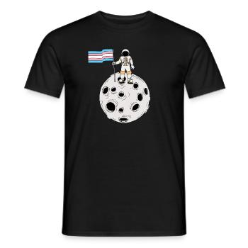 Drapeau de la Fierté trans de l’astronaute transgenre - T-shirt homme - noir - Devant - AI Model Male 178 light (178cm)