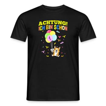 Achtung Ich Bin Schon 1 Geburtstag Corgi - Männer T-Shirt - Schwarz - Vorne - AI Model Male 178 light (178cm)