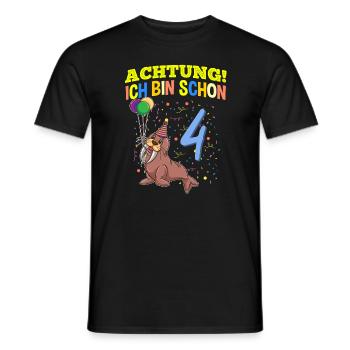 Achtung Ich Bin Schon 4 Tier Geburtstag Walross - Männer T-Shirt - Schwarz - Vorne - AI Model Male 178 light (178cm)