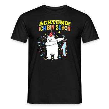 Achtung Ich Bin Schon 1 Geburtstag Eisbär - Männer T-Shirt - Schwarz - Vorne - AI Model Male 178 light (178cm)