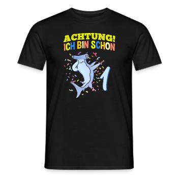 Achtung Ich Bin Schon 1 Geburtstag Hammerhai - Männer T-Shirt - Schwarz - Vorne - AI Model Male 178 light (178cm)