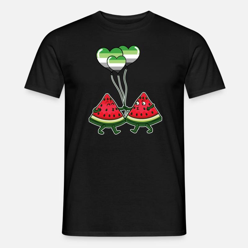 Pärchen Wassermelone Aromantic Pride - Männer T-Shirt - Schwarz