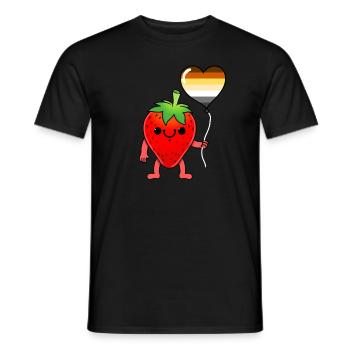 Strawberry Heart Balloon Gay Bear - Men's T-Shirt - black - Front - AI Model Male 178 light (178cm)