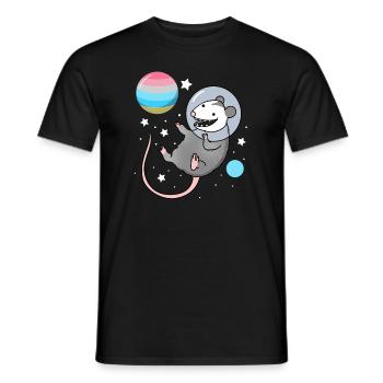 Opossum Astronaute Genderflux Pride - T-shirt homme - noir - Devant - AI Model Male 178 light (178cm)