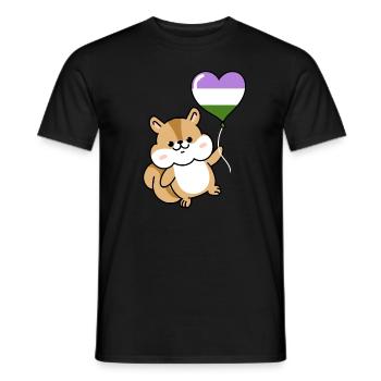Ballon cœur d’écureuil Genderqueer - T-shirt homme - noir - Devant - AI Model Male 178 light (178cm)