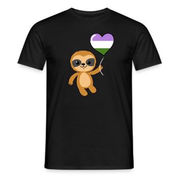 Sloth Heart Balloon Genderqueer - T-shirt homme - noir - Devant - AI Model Male 178 light (178cm)