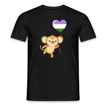 Monkey Heart Balloon Genderqueer Pride - Men's T-Shirt - black - Front - AI Model Male 178 light (178cm)