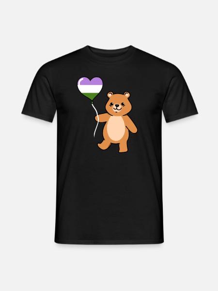 Teddy Bear Balloon Genderqueer Pride - Men's T-Shirt - black