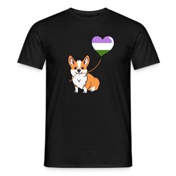Corgi avec ballon Genderqueer - T-shirt homme - noir - Devant - AI Model Male 178 light (178cm)