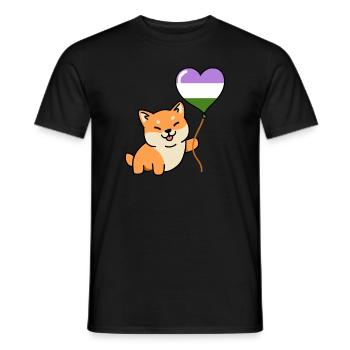 Shiba Inu Genderqueer Pride Heart Balloon - Men's T-Shirt - black - Front - AI Model Male 178 light (178cm)