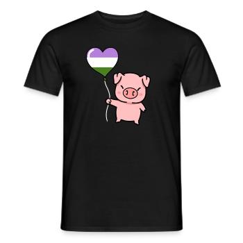 Schwein Herzballon Genderqueer Pride - Männer T-Shirt - Schwarz - Vorne - AI Model Male 178 light (178cm)