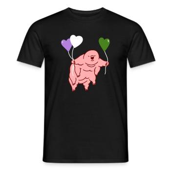 Tardigrade Heart Balloon Genderqueer Pride - Men's T-Shirt - black - Front - AI Model Male 178 light (178cm)