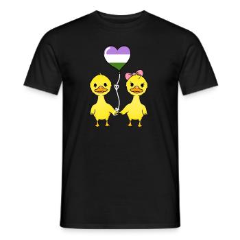 Couple de canards Genderqueer Pride - T-shirt homme - noir - Devant - AI Model Male 178 light (178cm)