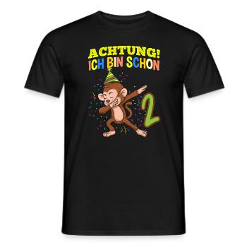 Achtung Ich Bin Schon 2 Geburtstag Affen - Männer T-Shirt - Schwarz - Vorne - AI Model Male 178 light (178cm)