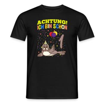 Achtung Ich Bin Schon 1 Tier Geburtstag Seehund - Männer T-Shirt - Schwarz - Vorne - AI Model Male 178 light (178cm)