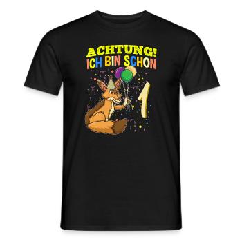 Achtung Ich Bin Schon 1 Tier Geburtstag Schakal - Männer T-Shirt - Schwarz - Vorne - AI Model Male 178 light (178cm)