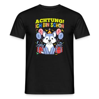 Achtung Ich Bin Schon 1 Geburtstag Wolf - Männer T-Shirt - Schwarz - Vorne - AI Model Male 178 light (178cm)