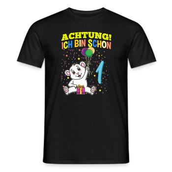 Achtung Ich Bin Schon 1 Tier Geburtstag Eisbär - Männer T-Shirt - Schwarz - Vorne - AI Model Male 178 light (178cm)