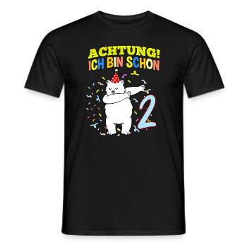 Achtung Ich Bin Schon 2 Geburtstag Eisbär - Männer T-Shirt - Schwarz - Vorne - AI Model Male 178 light (178cm)