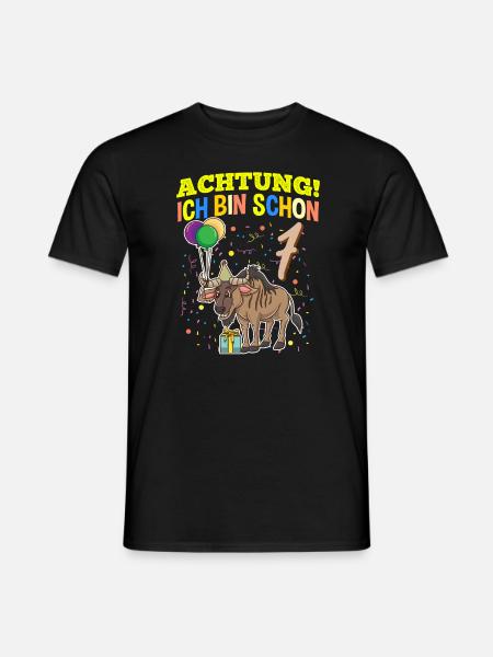 Achtung Ich Bin Schon 7 Tier Geburtstag Gnu - Männer T-Shirt - Schwarz