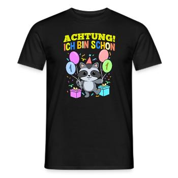 Achtung Ich Bin Schon 1 Tier Geburtstag Waschbär - Männer T-Shirt - Schwarz - Vorne - AI Model Male 178 light (178cm)
