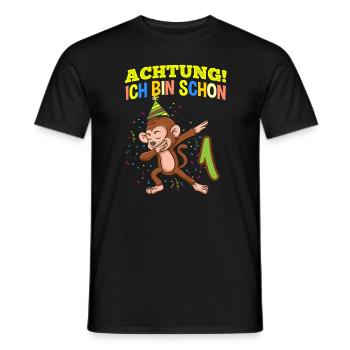 Achtung Ich Bin Schon 1 Geburtstag Affen - Männer T-Shirt - Schwarz - Vorne - AI Model Male 178 light (178cm)